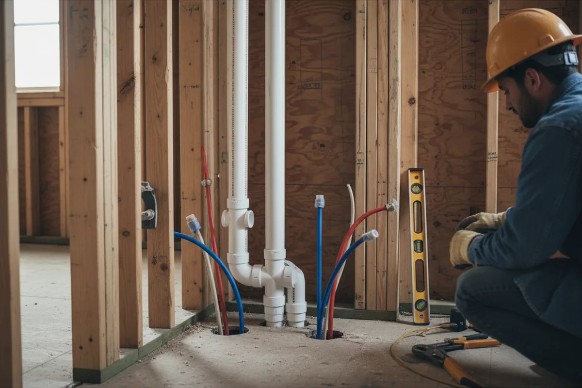 Drain and supply rough-in during Sump Pump Repair in Red Mountain