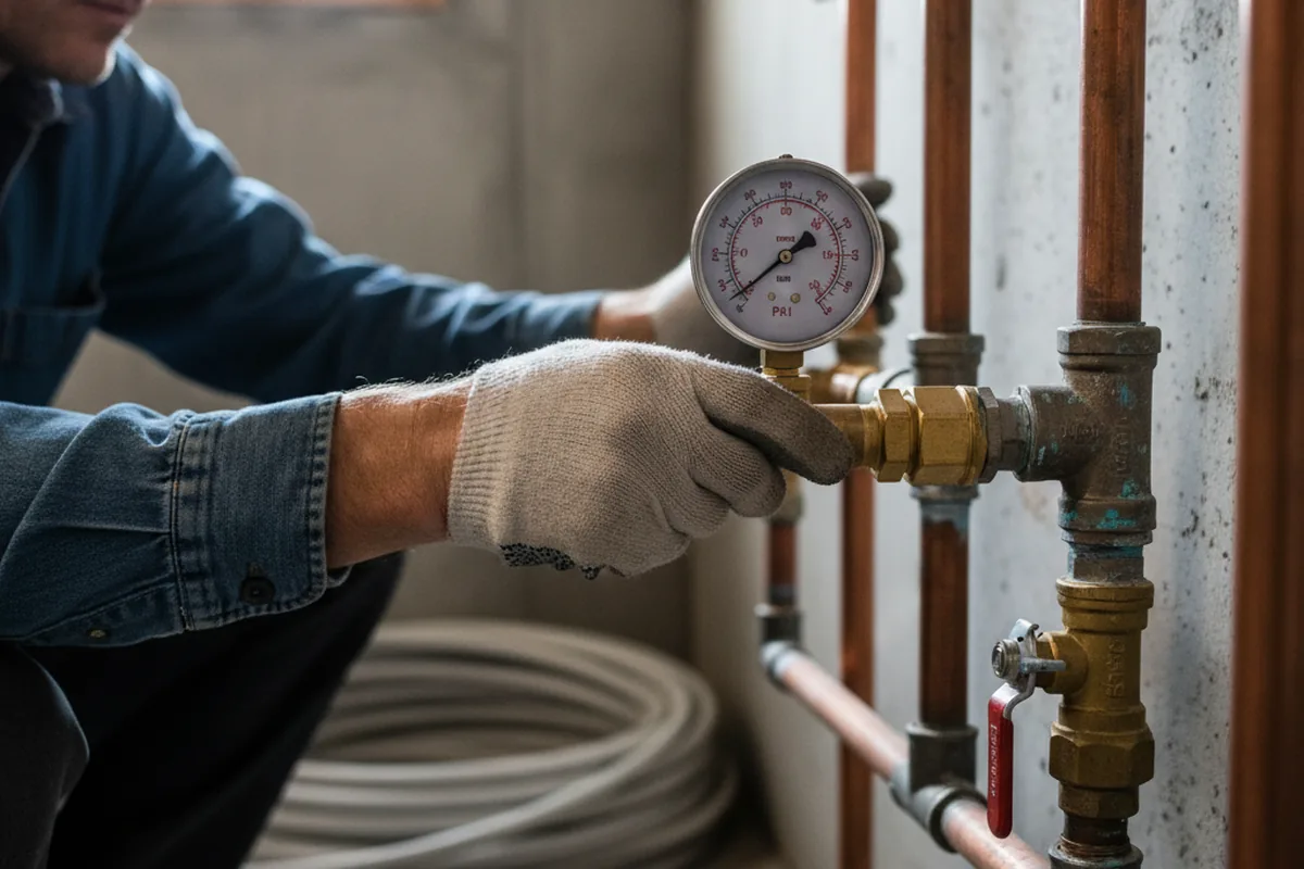 Pressure testing a repaired line during Water Line Repair in Red Mountain