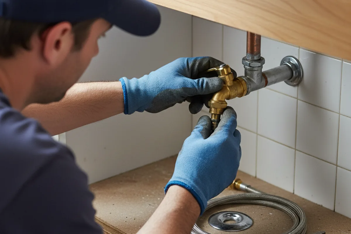 Shutoff valve and fitting work during Burst Pipe Repair in Red Mountain